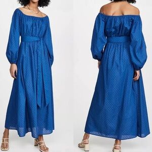 MARA HOFFMAN Malika Belted Pointelle Dress in Blue size S